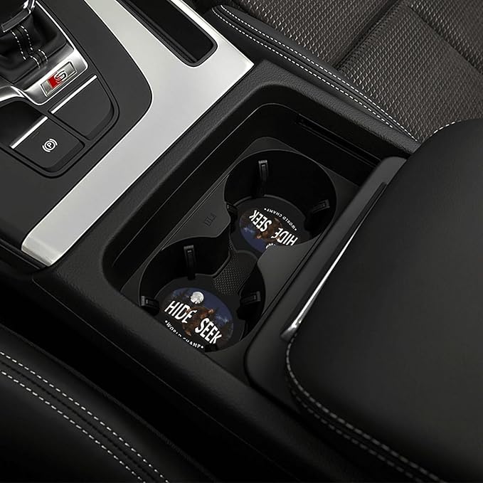 Bigfoot Hide and Seek Car Coasters for Cup Holders Pack of 2 Neoprene Cup Mat Pad Vehicle Interior Accessories for Men Women