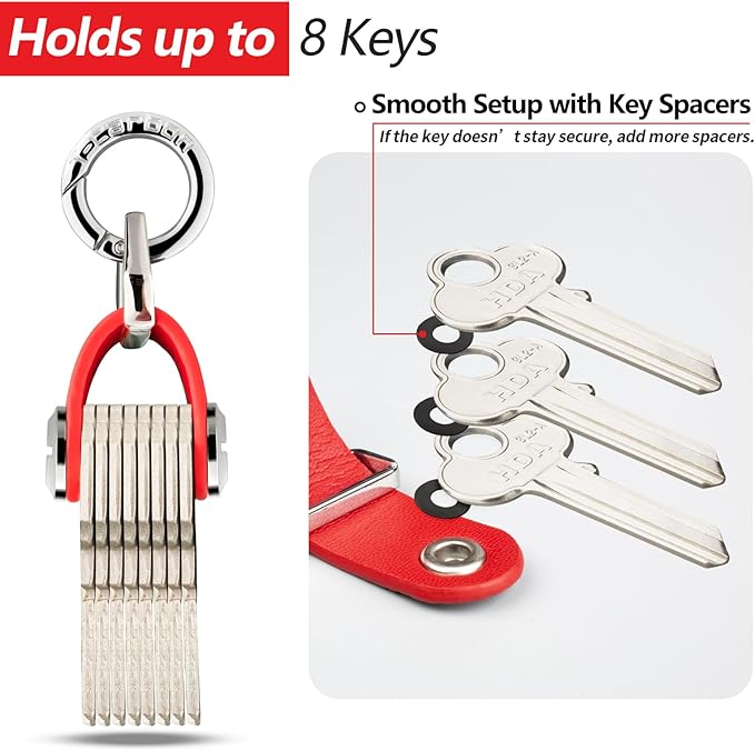 T-carbon Key Organizer, Compact Key Holder, Minimalist Silent Keychain for Men & Women,Expandable Key Case Holds Up to 8 Keys