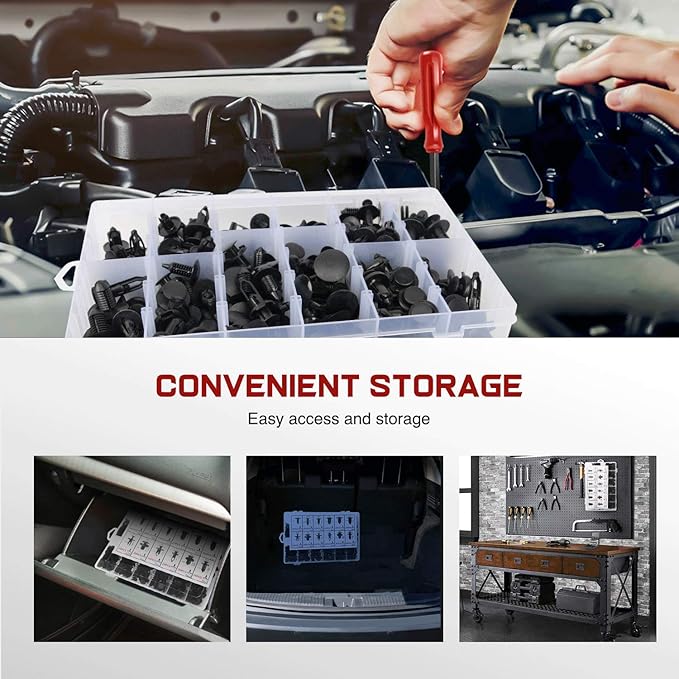 Nilight 480pcs Car Retainer Clips & Fastener Remover with 12 Most Popular Sizes Auto Push Pin Rivets Set -Door Trim Panel Clips for Toyota GM Ford Honda Acura Chrysler