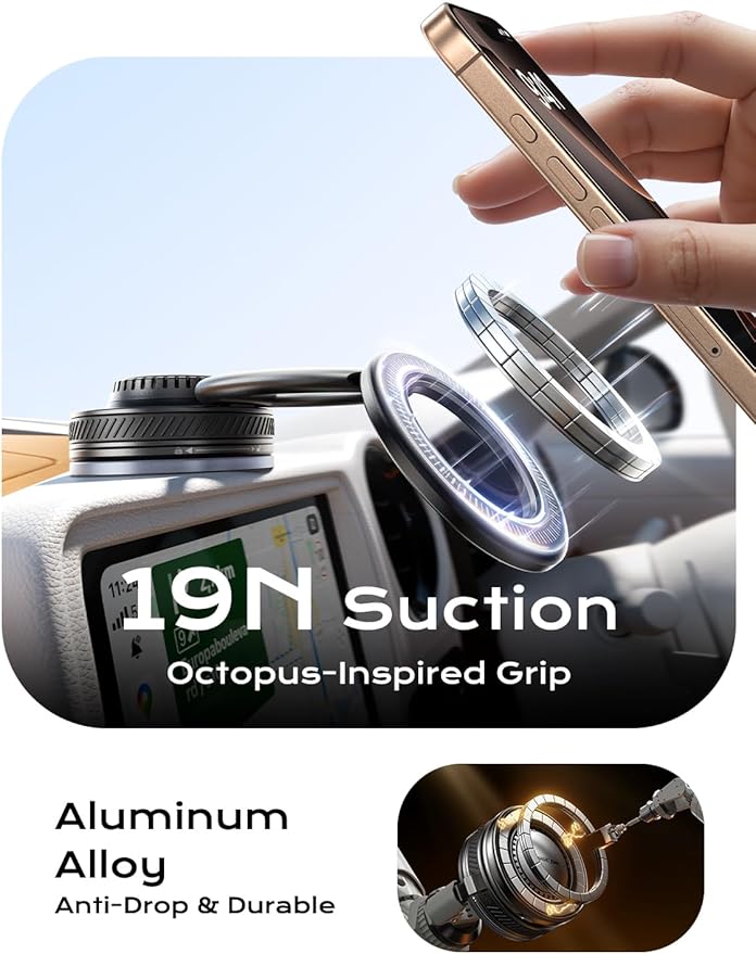 MAGIC JOHN Car Phone Holder for Magsafe [2-in-1 Fragrance Diffuser & Magnetic Phone Holder] 360° Adjustable Car Phone Mount, Phone Holders for Your Car for iPhone 17 Pro Max 16 15 14 13 12 Air Plus