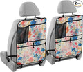 2 Pack Backseat Car Organizer with Storage Pockets Seat Back Organizers for Kids Kick Mats Backseat Protector Automotive Ink Blue Floral