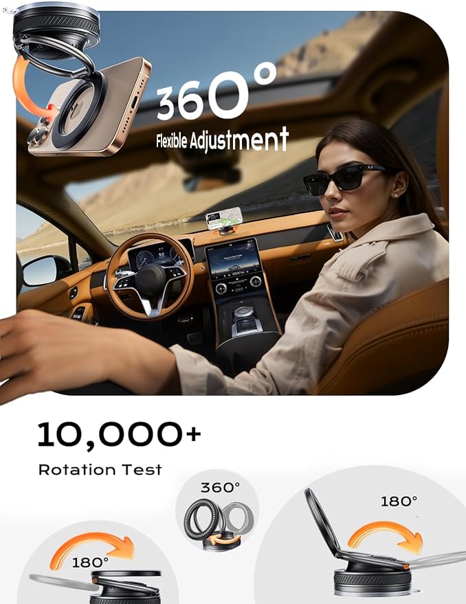 MAGIC JOHN Car Phone Holder for Magsafe [2-in-1 Fragrance Diffuser & Magnetic Phone Holder] 360° Adjustable Car Phone Mount, Phone Holders for Your Car for iPhone 17 Pro Max 16 15 14 13 12 Air Plus