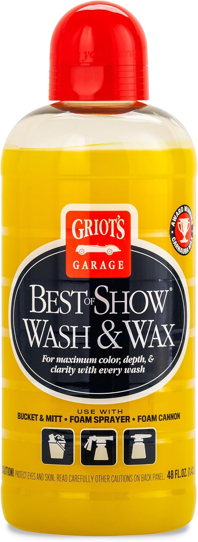 Griot's Garage Best of Show Wash and Wax for Car Detailing and Cleaning, Carnauba-Packed Coating, High Gloss Shine and Protection for Auto Paint, 10974, 16oz