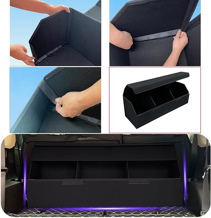 Car Trunk Organizer for Honda CRV - Luxury Deerskin Suede | Collapsible & Anti-Slip Storage Bin with Multiple Compartments | Perfect for Road Trips, Camping, Family Travel