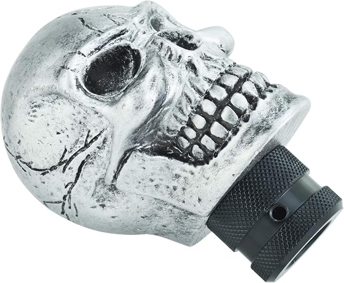 Lunsom Skull Gear Shift Knob Resin Shifter Head Car Transmission Shifting Stick Handle Fit Automatic Manual Vehicle (Silver)