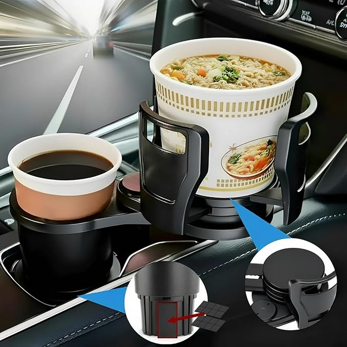 Car Cup Holder Expander, Cup Holder for Car Made of High Density Polymer with Piano Gloss Finish, Stable and Anti-Shake Design, Ideal for Commute, Road Trip