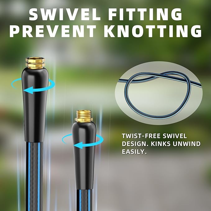 Short Garden Hose 5FT: Water Hose with Quick Connect Fittings - Flexible Lightweight Portable Leakproof Hose 5/8" - Hybrid Rubber Portable Hose for Garden, Car Washing, and Outdoor Cleaning