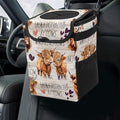 Cute Highland Cow Car Trash Can with Lid Collapsible Reusable Waterproof Car Garage Bag,Automotive Garbage Can,Car Accessories Interior Car Organizer