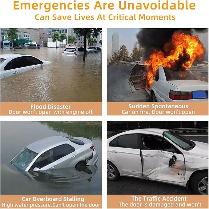 Allelic Car Window Breaker Tool, Window Breaker Seatbelt Cutter, Window Breaker, Glass Breaker, Spring-Loaded Window Breaker for Land & Underwater (Blue, 2 PCS)