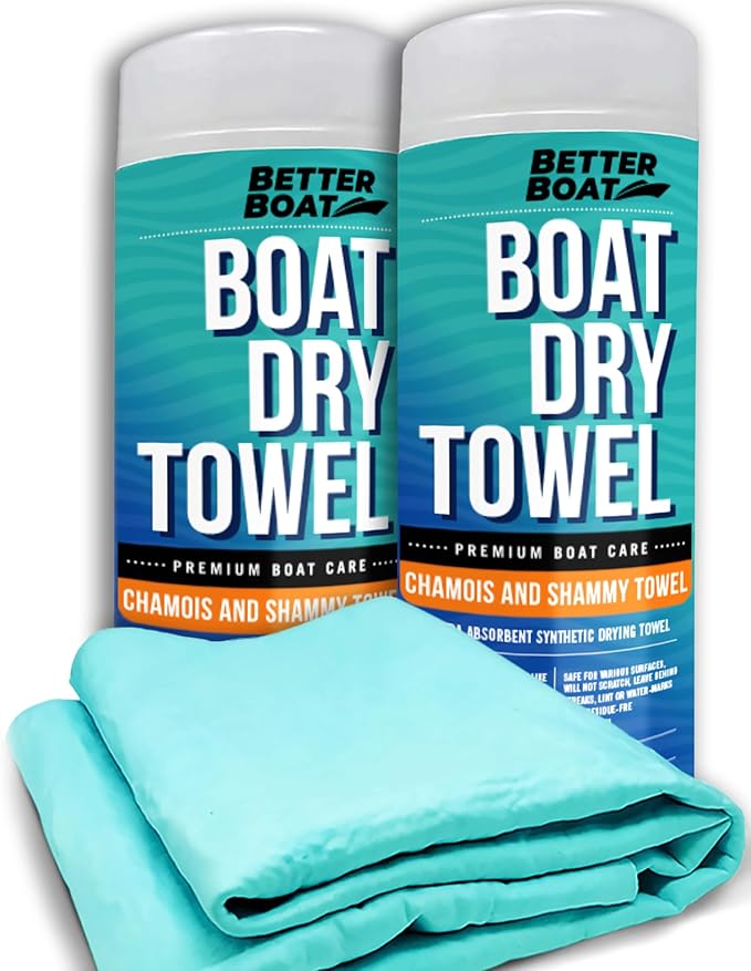 Super Absorbent Towels, Synthetic Chamois Cloth for Car and Boat Drying, Smooth Cooling Towel, Marine Grade Cleaning Supplies, PVA Shammy Dry Towel 2 Pack