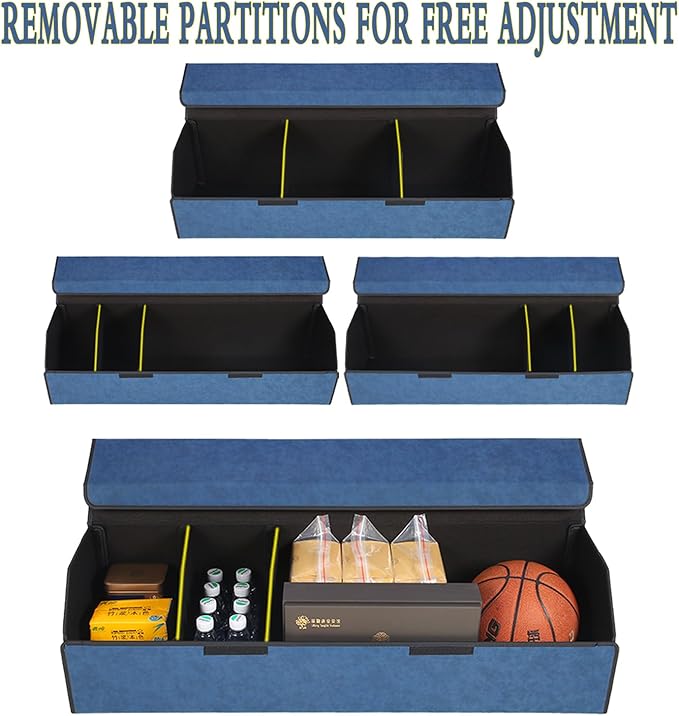 Trunk Organizer for Jeep Grand Cherokee 2021-2025 - Blue Alcantara Leather Storage Box, Tailored Precision, Maximize Your Storage, Large Foldable Trunk Organizer Boxs with 3 Compartment