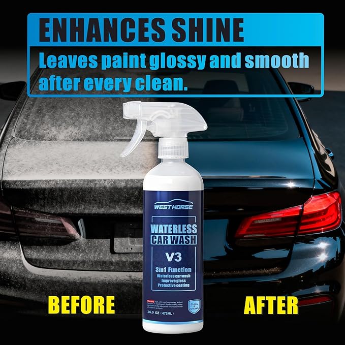 2-Pack Waterless Wash Spray and 6 Towels Kit for Cleaning, High Gloss and Protection- No Rinse Wash for Cars, Trucks, RVs Detailing - Ultra-Concentrated Safe Slick Lubricating Formula