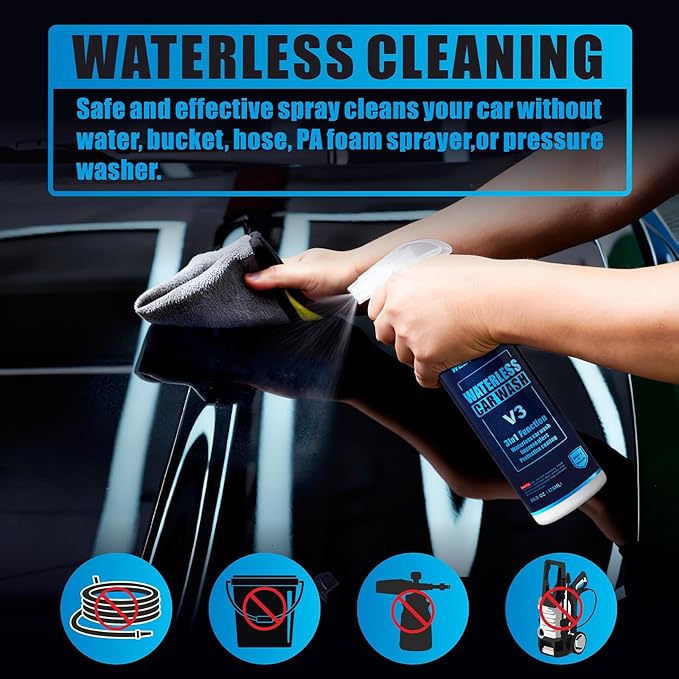 2-Pack Waterless Wash Spray and 6 Towels Kit for Cleaning, High Gloss and Protection- No Rinse Wash for Cars, Trucks, RVs Detailing - Ultra-Concentrated Safe Slick Lubricating Formula