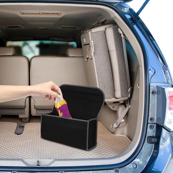 Foldable Felt Car Trunk Organizer with Strong Strap Portable Vehicle Storage Bag for Groceries Cleaning Supplies Sporting Equipment