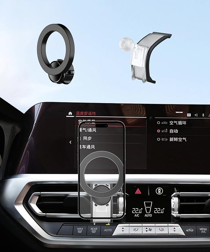 Car Phone Holder for BMW 3 Series 2019-2025 4 Series/i4 2021-2024 2 Series 2022-2024 Accessories, 360° Rotation Phone Mount Compatible with MagSafe