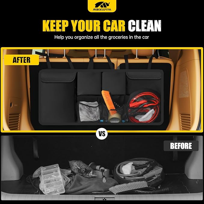 MIKKUPPA Trunk Organizer for SUV - 42"*18" Large Hanging Backseat Trunk Storage for Subaru Crosstrek Forester Outback, Jeep Wrangler Grand Cherokee Compass, Ford Bronco Escape Explorer Edge, Toyota