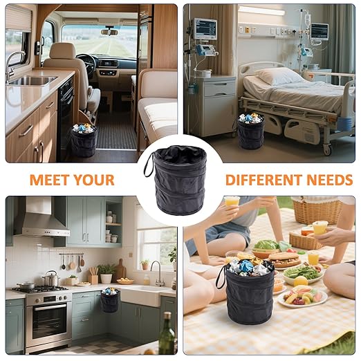 + Car Trash Can, 2 Packs Mini Collapsible Pop-up Car Garbage Can, + Foldable Trash Can, Multipurpose Portable Trash Bag for Truck/Minivan, RV, Camping & Small Spaces(2PCS)