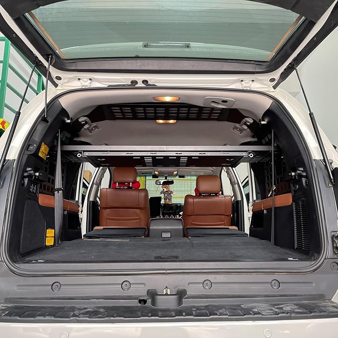 HIGH FLYING for Toyota Sequoia 2008-2022 Car Accessories Modular Storage Molle Panels System Trunk Shelf Luggage Storage Carrier Trunk Organizer Aluminum Alloy (Side Panels+Shelf+Roof Shelf)