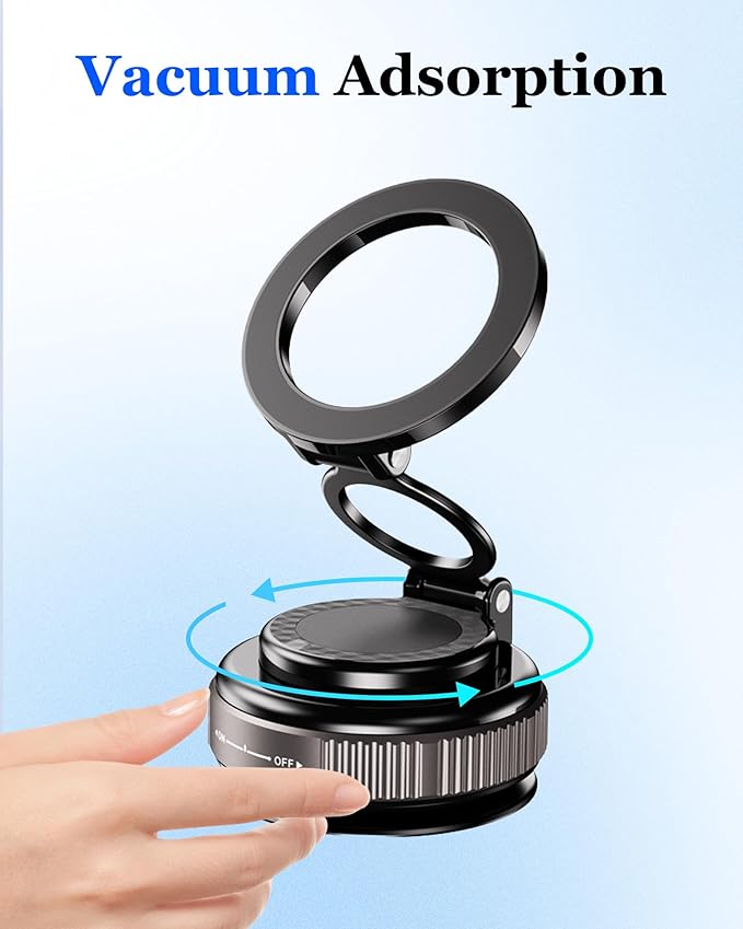 Magnetic Phone Holder, for Magsafe Car Phone Mount, Hands-Free 360° Vacuum Suction Cup Phone Holder for Car/Gym/Mirror/Shower, Compatible with iPhone 17/16/15/14/13/12 Pro Max/Android