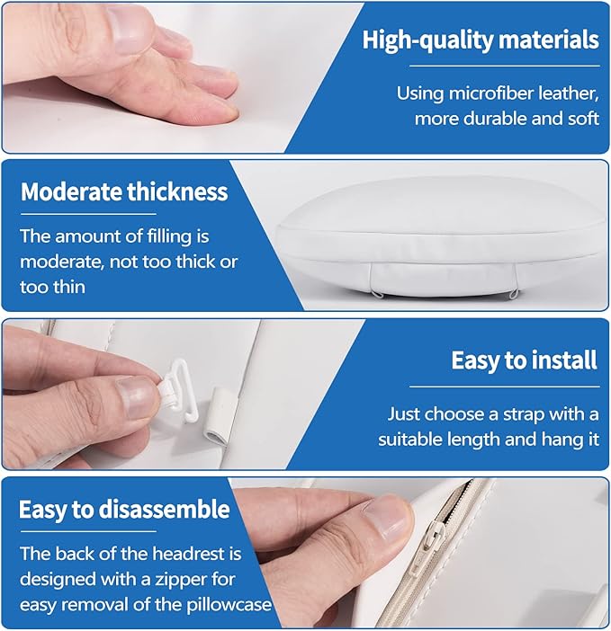 1 Pack Car Headrest Neck Pillow Fits for Tesla Model 3 Model Y Model S Model X Accessories,Car Seat Pillow Head Neck Rest Cushion(White)