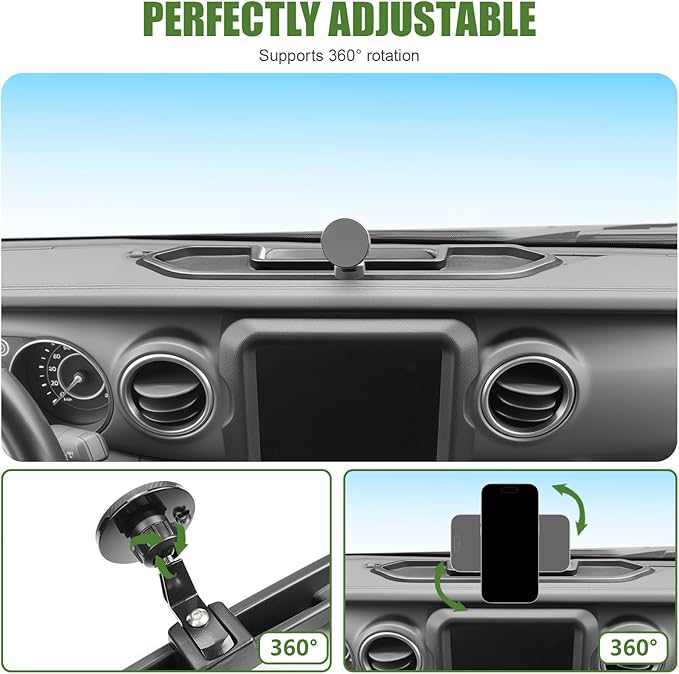 Magnetic Phone Mount Holder for 2021-2023 Jeep Wrangler JL 4XE Magnet Dash Cell Phone Cradles Adjustable Phone Stand Accessories for 2021-2023 Wrangler 4XE(Not for 4X4/Gladiator)