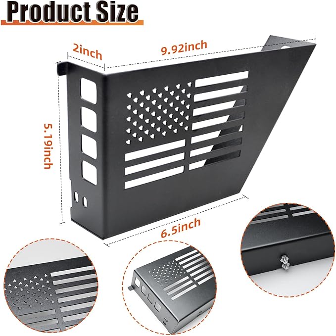 1 Pair Metal Front Door Storage Pockets for 2007-2018 Jeep Wrangler JK JKU - Black Organizer with Tool-Free Install, Anti-Rust Coating & Accessory Mount (US Flag)