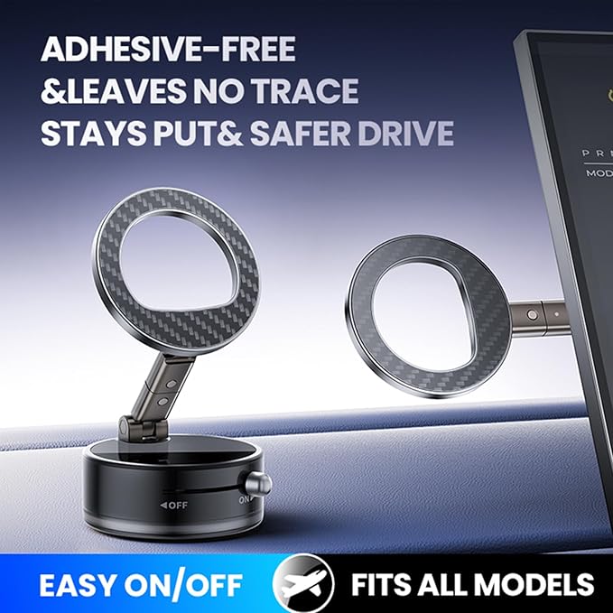 Car Cell Phone Holder Compatible with iPhone Mag-Safe Car Mount, Magnetic Car- Mounts, 360° Adjustable Carbon Fiber