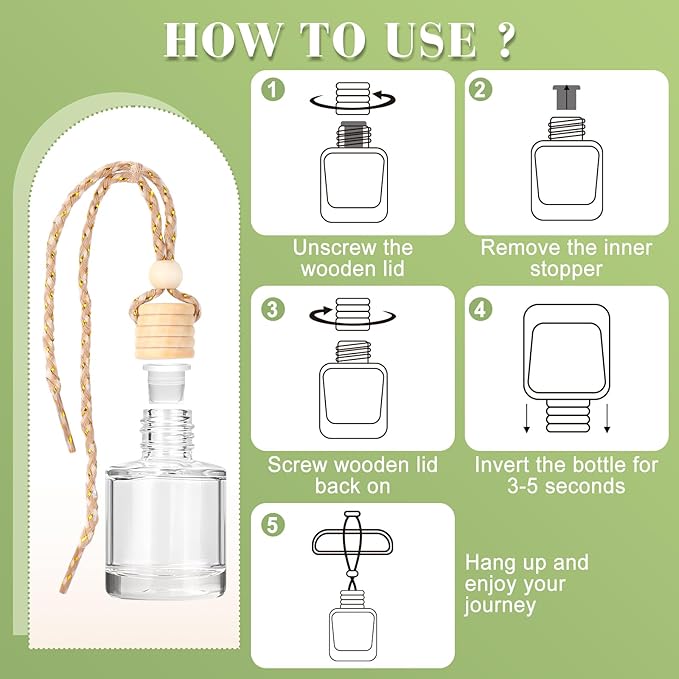 6 Pack Car Air Freshener for Women, Long Lasting Slow-Release Natural Essential Oil Scents Air Freshener Diffuser, Hanging Cute Car Accessories, Refined Auto Interior Decor Gift (8ml Each)