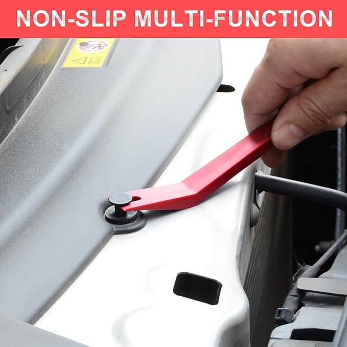 11 PCS AutoTrim Removal Tool Kit, Metal Pry Tool Auto Fastener Remover Pry Bar Set Trim Remover Kits for Vehicle Door Panel, Audio Radio Panel, Dashboard Repair Kit RED