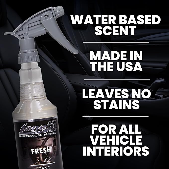 Lane's Premium Car Air Fresheners - Fresh Scent Water Based - 16oz Eliminate Bad Odors of Pet & Food From Car Interior Leather, Carpet, Upholstery Great For Cars, Trucks, SUVs, RVs & More