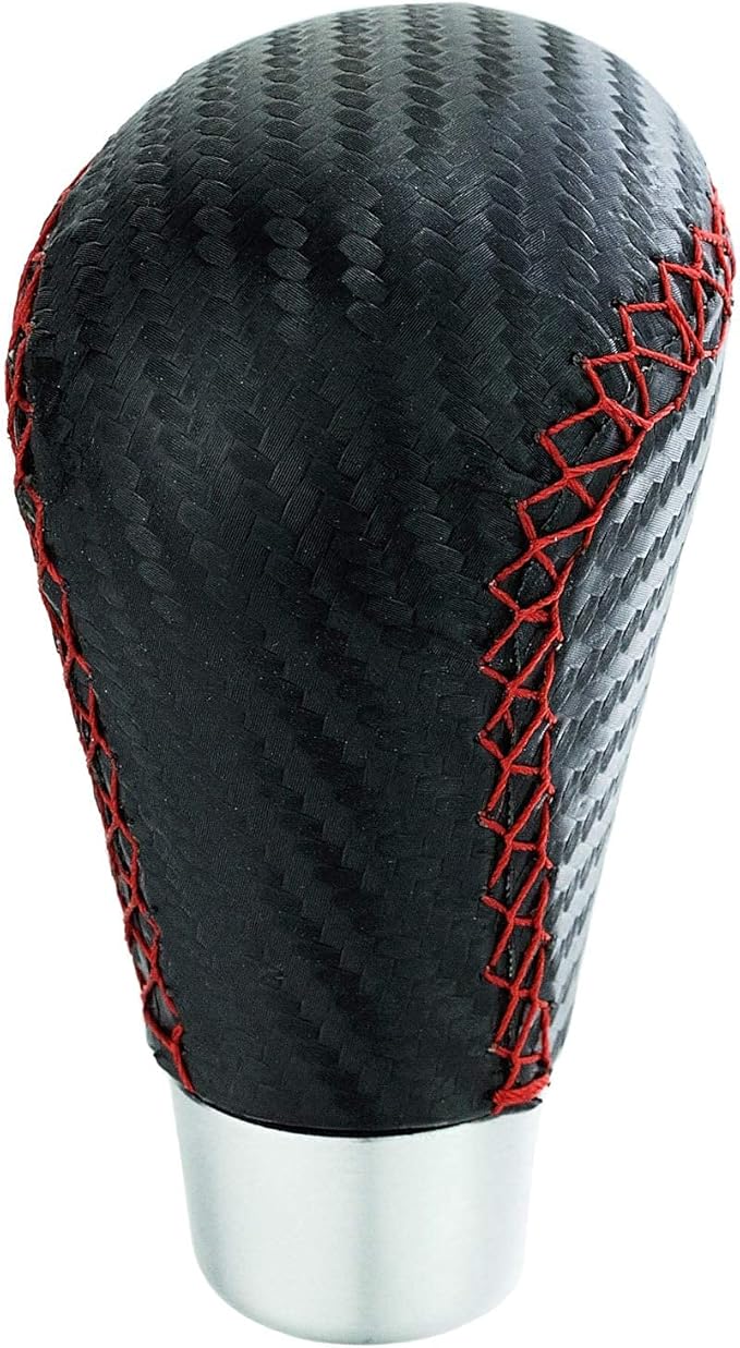 Lunsom Leather Shifter Knob R Style Shift Stick Handle Head Car Gear Lever Accessory for Most Manual Transmission Vehicle (Black)