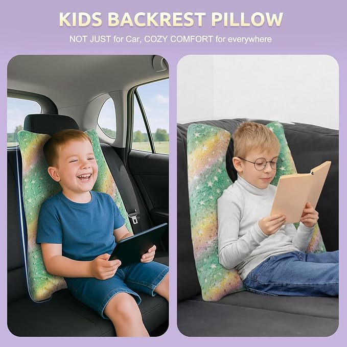 Car Pillow for Kids, Travel Pillow with Adjustable Strap, U-Shaped Pillow for Adults and Children to Support Head and Body Road Trip Essentials (Green)