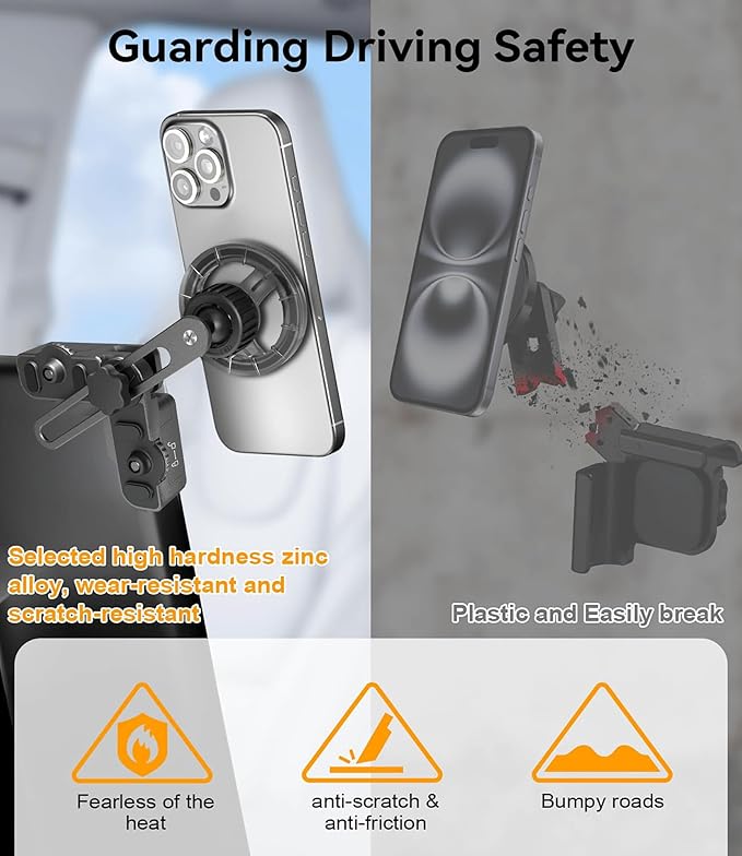 Screen Clip Phone Holder, Magnetic Car Phone Mount for Tesla Model 3/Y/S/X/Cybertruck, Adjustable Extendable Cellphone Holder for MagSafe for iPhone 17 16 15 14 13 12 Series, and More(Classic Model)