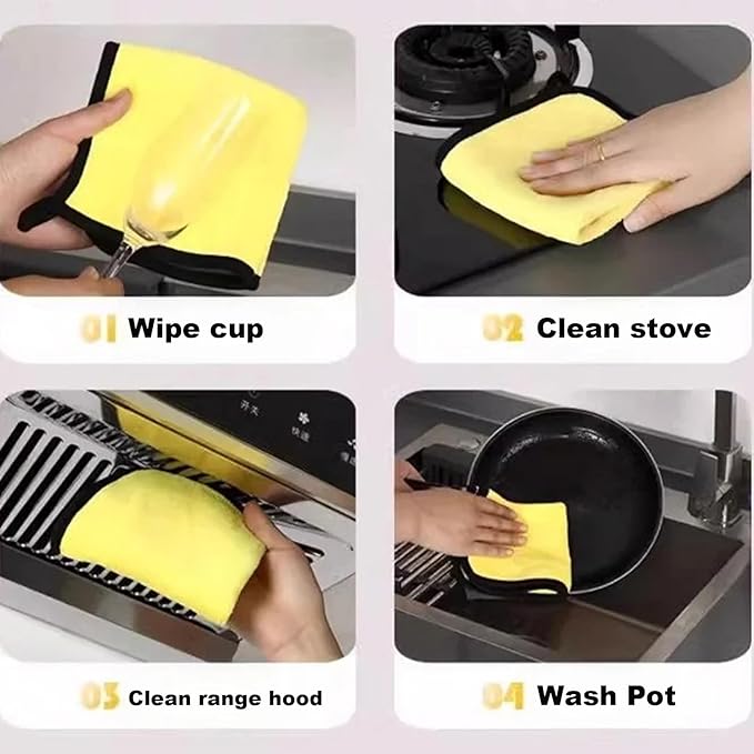 10 Pack Premium Microfiber Towels Coral velvet Washing and Detailing Towels for Car Detailing Household Cleaning Ultra-Soft Super Absorbent, Lint Streak-Free 11.8"x15.7” Cleaning Cloth (Yellow/Grey)