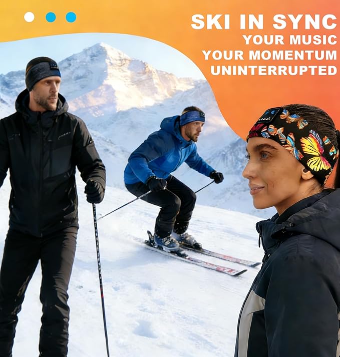 LC-dolida Sleep Headphones Headband Bluetooth 5.4, Sports Headband Earphones Wireless with Speaker Microphone USB C for Women Sleeping Gift Workout Jogging Yoga Insomnia Travel Meditation, Butterfly