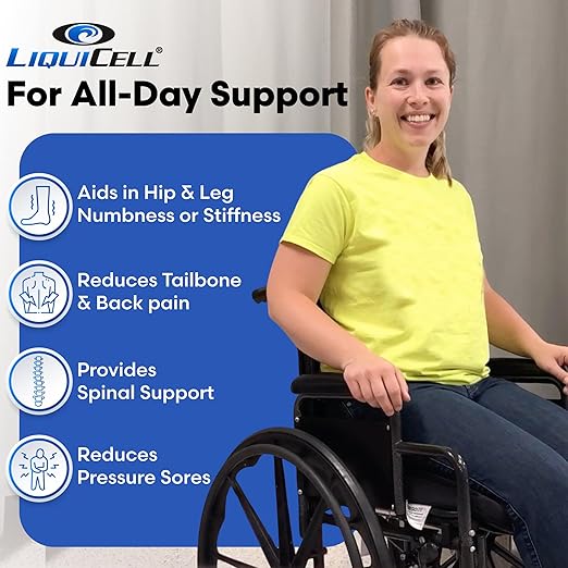 ERGO21 LiquiCell Sports Cushion - 2 Inch Thick Seat Pad for Tailbone, Hip & Lower Back Pain Relief - Ergonomic Comfort for Car, Office, Stadium, Travel & Wheelchairs- Better Than Gel, Foam or Air