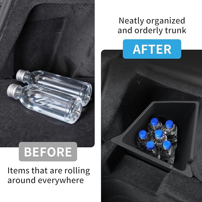 Eonflux 2025 2026 Tesla Model Y Juniper Accessories, Trunk Organizer Side Storage Bins with Lids, Model Y Juniper Rear Trunk Storage Organizer, Car Trunk Organizer for Tesla Model Y Accessories 2026