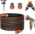 Giraffe Tools 100FT Garden Hose 5/8'' Set with 10-Pattern Spray Nozzle, Quick Connects & Ground Spinkler, for Garden Greenhouse Flower Bed Garden Water Hose