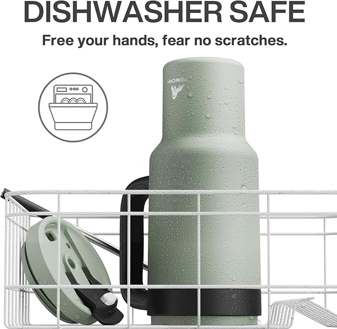 POWCAN 40 oz Tumbler with Handle, 2-in-1 Straw and Sip Lid, Leakproof, Dishwasher Safe, Insulated Stainless Steel Travel Coffee Mug, Keeps Cold for 34 Hours, Fits in Car Cup Holder (Agave)