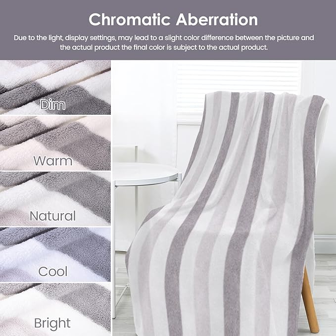 JML Microfiber Bath Towels, Large Bath Towel Set of 2, 30" x 60", Oversized, Soft, Super Absorbent, Fast Drying, Perfect for Hair Wrap, Sport, Fitness, Yoga, Cabana Stripe Grey