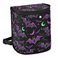 MNSRUU Car Trash Can with Lid, Neon Purple and Bats Stars and Moons Car Trash Bag Hanging Organizers and Storage for Front Back Seat, Leak-Proof Trash Bin