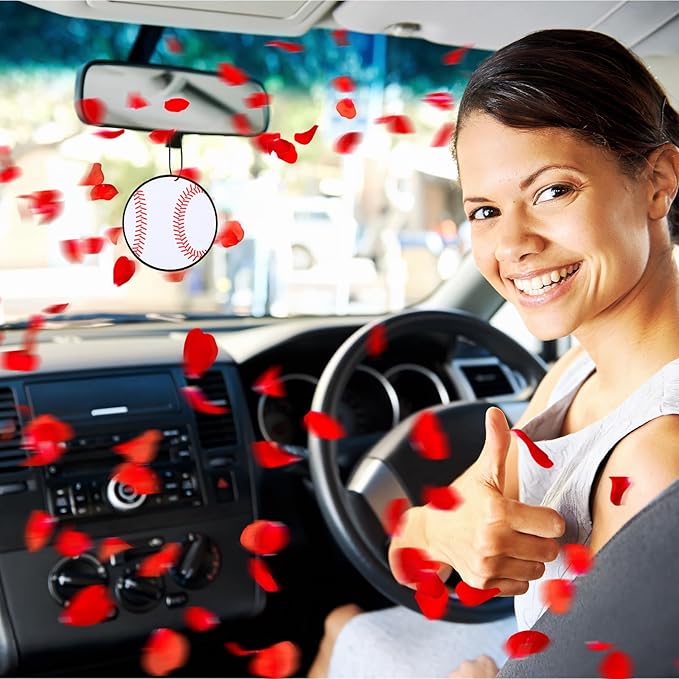 12 Pcs Car Air Freshener Hanging Long Lasting Scent Gift for Sport Lover Automotive Freshener Aromatherapy Tablet Rearview Mirror Interior Accessories Locker Office Home Decoration(Baseball)