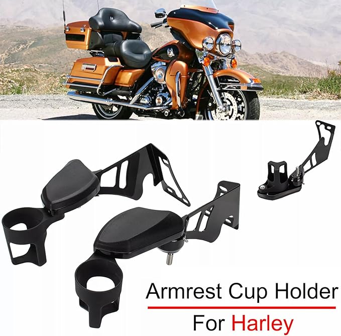 Motorcycle Passenger Armrests Adjustable with Cup Holder for Harley Touring Electra Glides Road Glide Ultra Tri Glide 1997-2013 Motorbike Accessories Parts Chrome