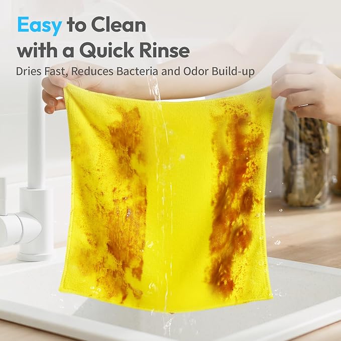 Microfiber Cleaning Cloth 12"X12" 24 Pack Colour Lint Free Microfiber Towels for Cars-Extra Thick, Streak-Free, Fast Absorbent - Reusable Multi-Purpose Housekeeping Rags for Cars