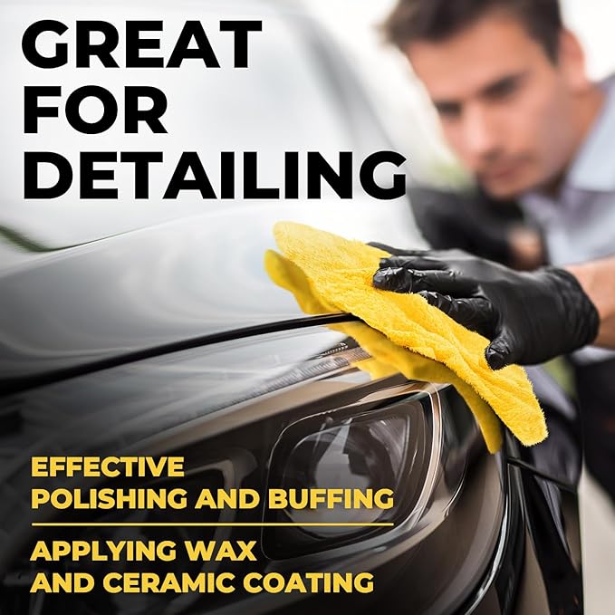 Super Soft Microfiber Towels for Cars - Edgeless - 6pk (12”x12”) - Premium Scratch-Free Towel - Great for Drying, Detailing, Polishing, Buffing - Ultra Absorbent Microfiber Cleaning Cloths for Car