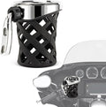 PSLER Motorcycle Drink Cup Holder Handlebar Mount Universal for Dyna Fat Bob Touring Road Glide Street Electra Glide Softail 1996-up Goldwing GL1800 2018-up (Chrome, 105mm)