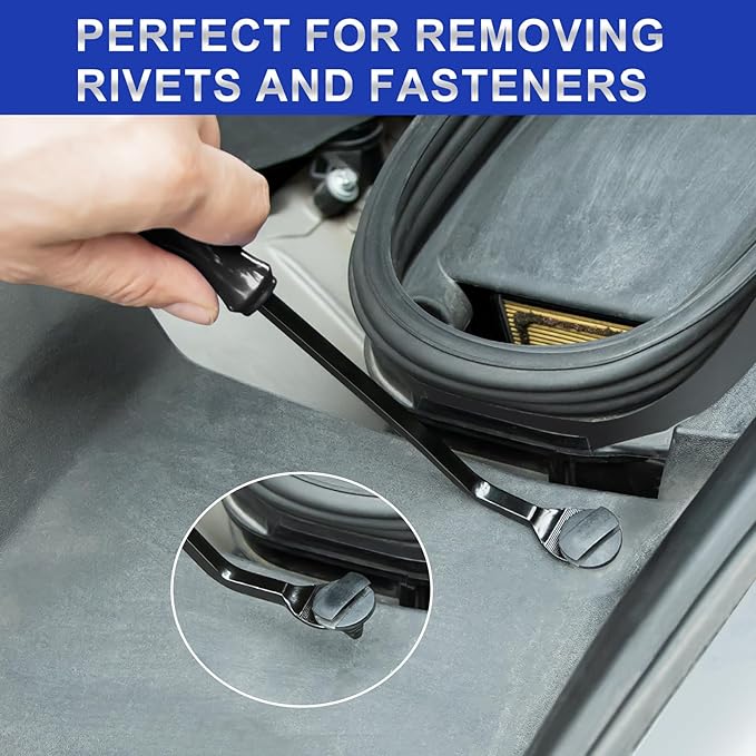 11 PCS AutoTrim Removal Tool Kit, Metal Pry Tool Auto Fastener Remover Pry Bar Set Trim Remover Kits for Vehicle Door Panel, Audio Radio Panel, Dashboard Repair Kit