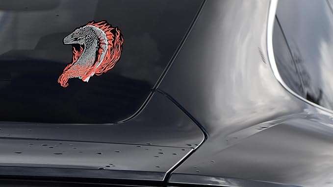 Elektroplate Officially Licensed House of The Dragon Targaryen Flame Dragon Dynamic Decal 4.0" x 3.7" | Premium All Weather for Car, Water Bottle, Laptop, Cooler, Toolbox, Phone | Made in The USA