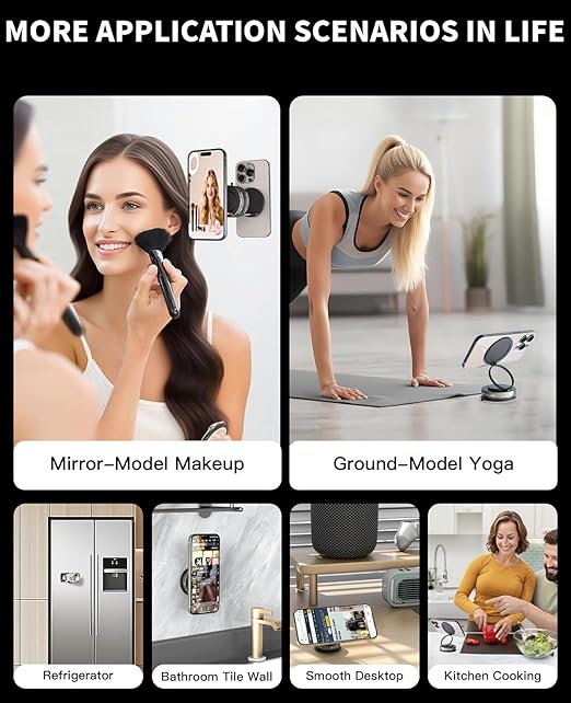 Upgraded 360° Adjustable Magnetic Phone Holder for Magsafe, 2 Pack Foldable and Retractable Magsafe Car Mount,Magnetic Suction Cup Phone Holders for Car Compatible with iPhone 17 Pro Max/Air/17 Pro/16