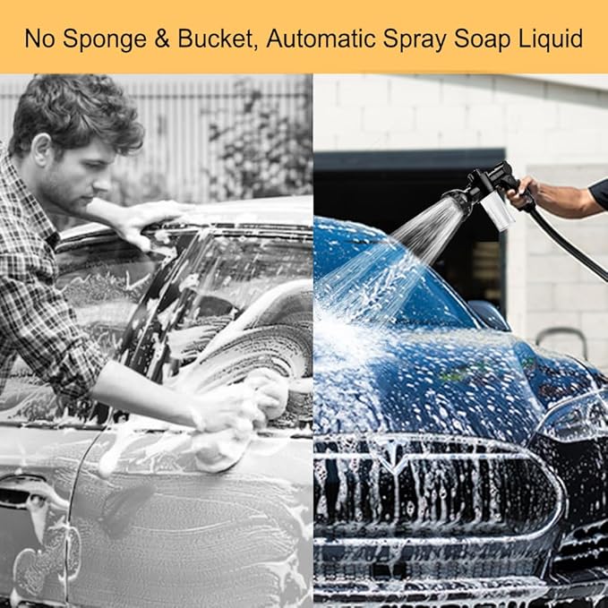 Garden Hose Nozzle, High Pressure Hose Spray Nozzle 8 Way Spray Pattern One-Touch Sprayer for Watering Plants, Lawn, Patio, Car Wash, Cleaning，Showering Pet